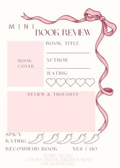 a pink book cover with ribbons and hearts