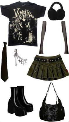 Rockstar gf Goth Yk2 Outfits, Outfits To Wear To Laser Tag, Yk2 Outfit Ideas, Front Bottoms Concert Outfit, Yk2 Grunge Outfits, Emoish Outfits, Dark Y2k Aesthetic Outfits, Dark Y2k Fashion, Goth Core Outfit