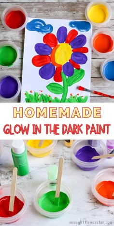 homemade glow in the dark paint for kids to use with their artwork and crafts projects