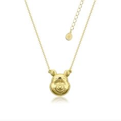 Disney Couture Kingdom Winnie The Pooh Outline Necklace Gold Tone Pooh Outline, Winnie The Pooh Outline, Winnie The Pooh Jewelry, Winnie The Pooh Necklace, Diseny Necklaces, Winnie The Pooh Pacifier Necklace, Disney Gold Mickey Mouse Jewelry, Disney Gold, Disney Couture