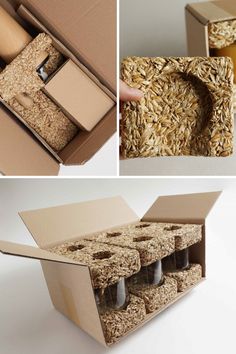 an open cardboard box filled with oatmeal