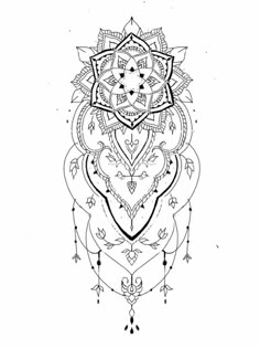 a black and white drawing of an intricate design