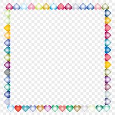 a colorful frame with hearts in the middle, on a transparent background png clipart