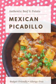 mexican picadillo recipe with text overlay