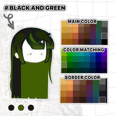 the color scheme for black and green hair