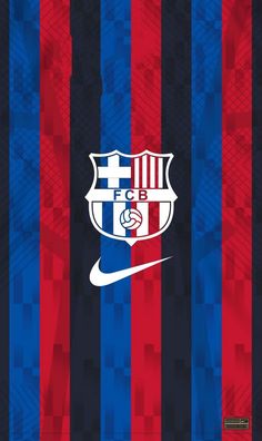 the nike logo is shown on a red, blue and black striped wallpaper background