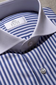 Classic Shirts For Men, Pini Parma, White Collar Shirt, Trousers Pattern, Pajama Pattern, Preppy Mens Fashion, Classy Outfits Men, White Collared Shirt, Blue Striped Shirt