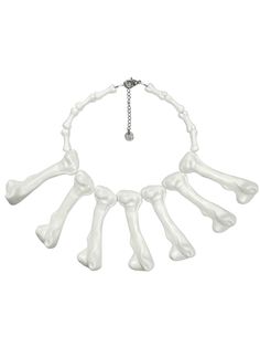 Step into the enigmatic world of gothic fashion with our Halloween White Gothic Punk Bones Necklace. Crafted with meticulous attention to detail, this necklace features an array of intricately sculpted white bone charms that evoke a sense of eerie sophistication. The bones create a bold statement piece that is both haunting and beautiful. Its adjustable chain allows for a perfect fit, making it an ideal accessory for any neck size. Garment Size SizeFree SizeFull Length34+5Width7 Bones Necklace, White Gothic, Steampunk Fashion Male, White Victorian, Gothic Skirts, Victorian Goth, Bone Necklace, Steampunk Accessories, Gothic Punk