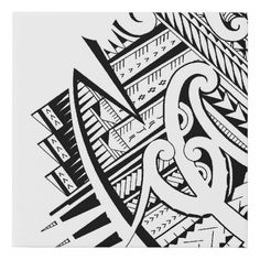 a black and white drawing of an abstract design on a canvas or wall art print