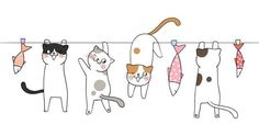 an image of cats hanging out on clothesline with one cat looking at the camera