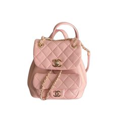 1:1 Replica Bags  Measurements: 18 x 12 cm /  7 x 4.7 inches  Pink Leather  Interlocking CC Logo  Gold-Tone Hardware  Chain-Link Handle & Dual Adjustable Shoulder Straps  Single Exterior Pocket Pink Backpack, Cc Logo, Pink Leather, Chain Link, Shoulder Straps, Gold Tones, Backpacks, Exterior, Chain