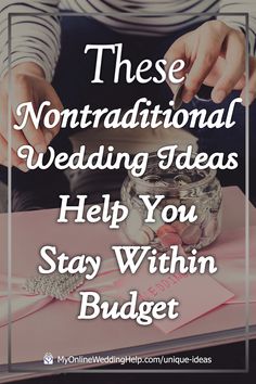 How to Stay Within Your Wedding Budget By Taking the Road Less Traveled. These nontraditional wedding ideas will help you stay within your budget. It's a WHOLE BUNCH of unconventional wedding ideas on a budget to think about as you plan a wedding. Only on the MyOnlineWeddingHelp.com blog. Unique Things For Wedding, 2nd Wedding Ideas, Queer Wedding Ideas, Interactive Wedding Ideas, Wedding Nontraditional, Unconventional Wedding Ideas, Nontraditional Wedding Ideas, Frugal Wedding Ideas, Wedding In May