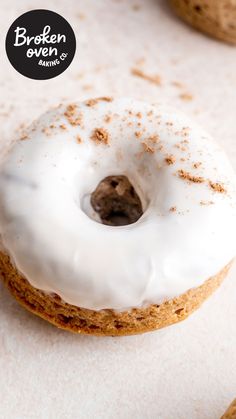 a close up of a doughnut with icing