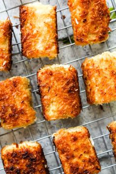 several pieces of bread on a cooling rack