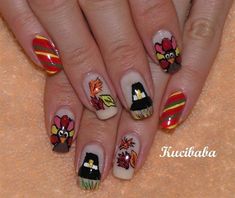 Thanks for the Thanksgiving Nail Art! - Nail Bytes - NAILS Magazine Thanksgiving Nails Color, Gel Manicure Designs, Manicure Gel, Seasonal Nails, Gobble Gobble