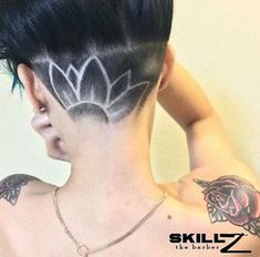 Image result for back undercut tattoo Short Hair Pixie Undercut, Style Undercut, Undercut Tattoos, Undercut Design, Short Hair Pixie, Sun Hair, Undercut Hair, Shaved Designs