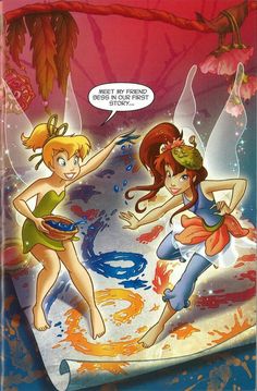 two cartoon girls are playing in the water