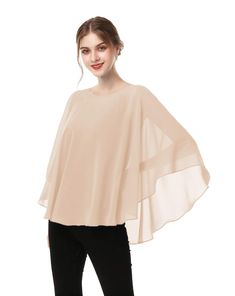 PRICES MAY VARY. 100%Chiffon, Light and Floaty texture, soft and silky touch. This chiffon cape is perfect for cover arms and shoulders avoid the sunlight. Compared to a normal scarf, you can swing your arm freely without worrying that he will slip down. and it can make any garment look vibrant, Classic, chic and ladylike. Occasions: Attend a Party, ball,church, choirs,tea party, family travel, or go to work or beach. suitable for you in different occasions to wear. colors of black, champagne, n Elegant Beige Poncho, Elegant Beige Cape Poncho, Elegant Spring Cape Shawl, Elegant One-size Cape Poncho, Elegant One Size Cape Poncho, Elegant One-size Cape Shawl, Elegant One Size Beige Poncho, Elegant Beige One Size Poncho, Chiffon Capelet