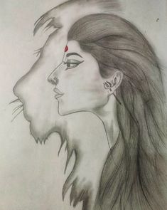 a pencil drawing of a woman's profile