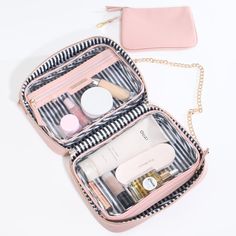 Versatile four in one beauty bag in rose pink Clear Travel Bag, Travel Toiletry Bag, Travel Toiletries, Toiletry Bag Travel, Toiletry Bags, Skin Care Essentials, Garment Bags, Travel Companion, Jewelry Case