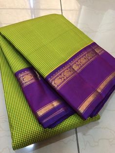 Green With Purple Silk Saree, Saree Varieties, Pattu Sari, South Saree, Purple Silk Saree, Kanjipuram Saree, Silk Saree Kanchipuram