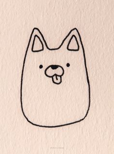 a drawing of a dog's head with its tongue out