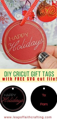 free cricut gift tags foil svg pinterest Cricut Foil Transfer Christmas Cards, Cricut Gift Tags, Cricut Tags, Happy Holidays Gift Tags, Cricut Foil, Black Gift Tags, Personalized Christmas Tags, Foil Tags