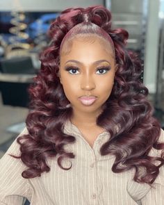 Half Sew In Styles, Layered Half Up Half Down Hair, Half Up Half Down Black Bridal Hair, Half Up Half Down Lace Wig, Up And Down Hairstyles Weave Curly, Leave Out Half Up Half Down, Half Up Half Down Birthday Hair, Curly Wig Half Up Half Down