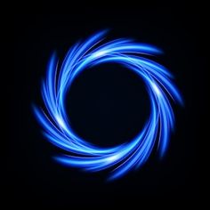 blue light streaks in the shape of a circle on a black background with space for text