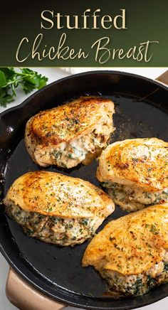 stuffed chicken breasts in a skillet Room Inspo Aesthetic, Stuffed Chicken Breasts, Stuffed Chicken Breast, Stuffed Chicken, Chicken Dishes Recipes, Dinner Idea, Poultry Recipes, Yum Yum Chicken