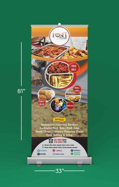 a large sign with different food items on it and the measurements for each item to be displayed