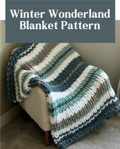 Winter Wonderland Blanket Pattern (PDF pattern only, not a tutorial to make a blanket.) *You need to already know how to hand knit a blanket to use this pattern Wrap yourself in the serene beauty of winter with the Winter Wonderland Blanket, a cozy hand-knit throw that captures the essence of a snowy landscape. Featuring a tranquil palette of frosty blues, snowy whites, and soft gray, this pattern brings a peaceful, winter-inspired charm to any space, perfect for curling up on chilly days. Measu Bulky Knit Blanket, Knit A Blanket, Chunky Blanket Pattern, Chunky Knit Blanket Pattern, Easy Blanket Knitting Patterns, Hand Knitted Throws, Make A Blanket, Hand Knitting Diy, Bulky Knit