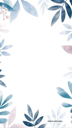 watercolor leaves and berries on a white background with space in the center for text