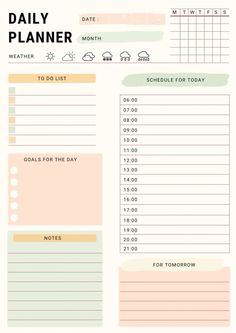 Daily planner travelplannertemplate #menuplanner #digitalplanning School Agenda Aesthetic, Student Planner Organization, Printable Daily Schedule, Daily Planner Journal, Daily Planner Printables Free, Daily Schedule Template, School Timetable