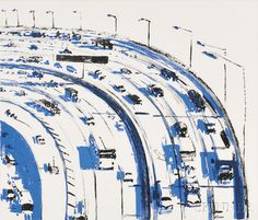 an aerial view of cars parked in a parking lot with snow on the ground and trees