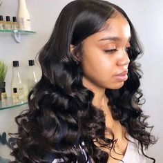 9A Peruvian Body Wave Human Hair Lace Front Wigs Natural Black #vshowhair #vshowwig #bodywave #weave #wavyhair #bigcurlyhair #lacefront #transparentlace #wigslay #wiginstall #humanhair #virginhair #wigs #naturalhair #blackwomen #blackgirlmagic #blackqueen #brazilianhair #hairidea #hairvideo #hairrestyled Nice Hairstyles, Fusion Hair, Closure Wigs, Loose Waves Hair, Hair Line, Cheap Human Hair, Hair Laid, Human Hair Lace Wigs, Sew In