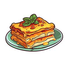 a stack of pancakes on a plate with a sprig of green leafy leaves