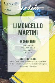 the ingredients for an alcoholic cocktail including limeade and lemonade