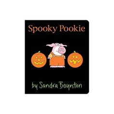 a book cover for spooky pookiie with two pumpkins and a pig