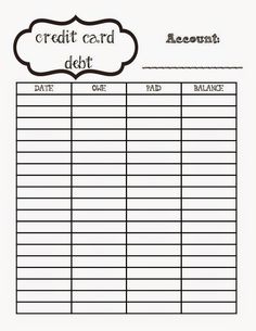 a printable credit card is shown with the words'credit card debt'on it