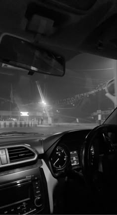 the interior of a car at night time