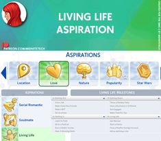 the website for living life aspitations is shown in this screenshote