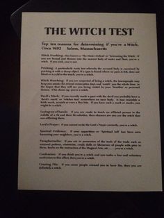 the witch test is written on a piece of paper