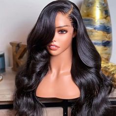 30 Inch 13*4 Frontal Wig Transparent Lace Natural Black 100% Human Hair 180% Density. No Shedding. Body Wave Hair Colorful, Glueless Wigs, Model Pose, Brazilian Remy Hair, Body Wave Wig, Body Wave Hair, Lace Closure Wig, Straight Human Hair, Black Natural Hairstyles