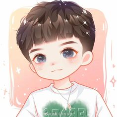 a drawing of a boy with blue eyes wearing a t - shirt that says fraas