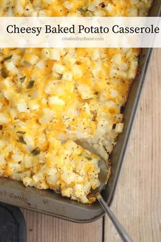 cheesy baked potato casserole in a baking pan