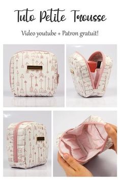 the instructions for how to make an adorable makeup bag with zippers and pockets on it