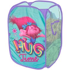 a child's play tent with the word hug time on it and an image of a