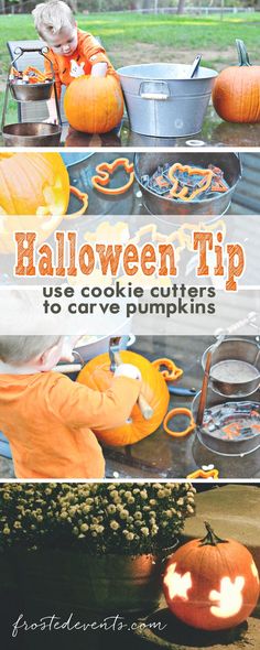 halloween tips for kids to use cookie cutters to carve pumpkins