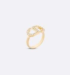 Petit CD Ring Gold-Finish Metal and Silver-Tone Crystals | DIOR Small Lady, Jewels Rings, Christian Dior Couture, Jewelry Accessories Ideas, The Lady, The Ring, Dior Ring, Lady Dior, Gold Gold